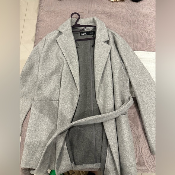ZARA Grey Wrap Coat Jacket for Autumn/Winter Petite-Friendly! Used once only - Picture 3 of 3